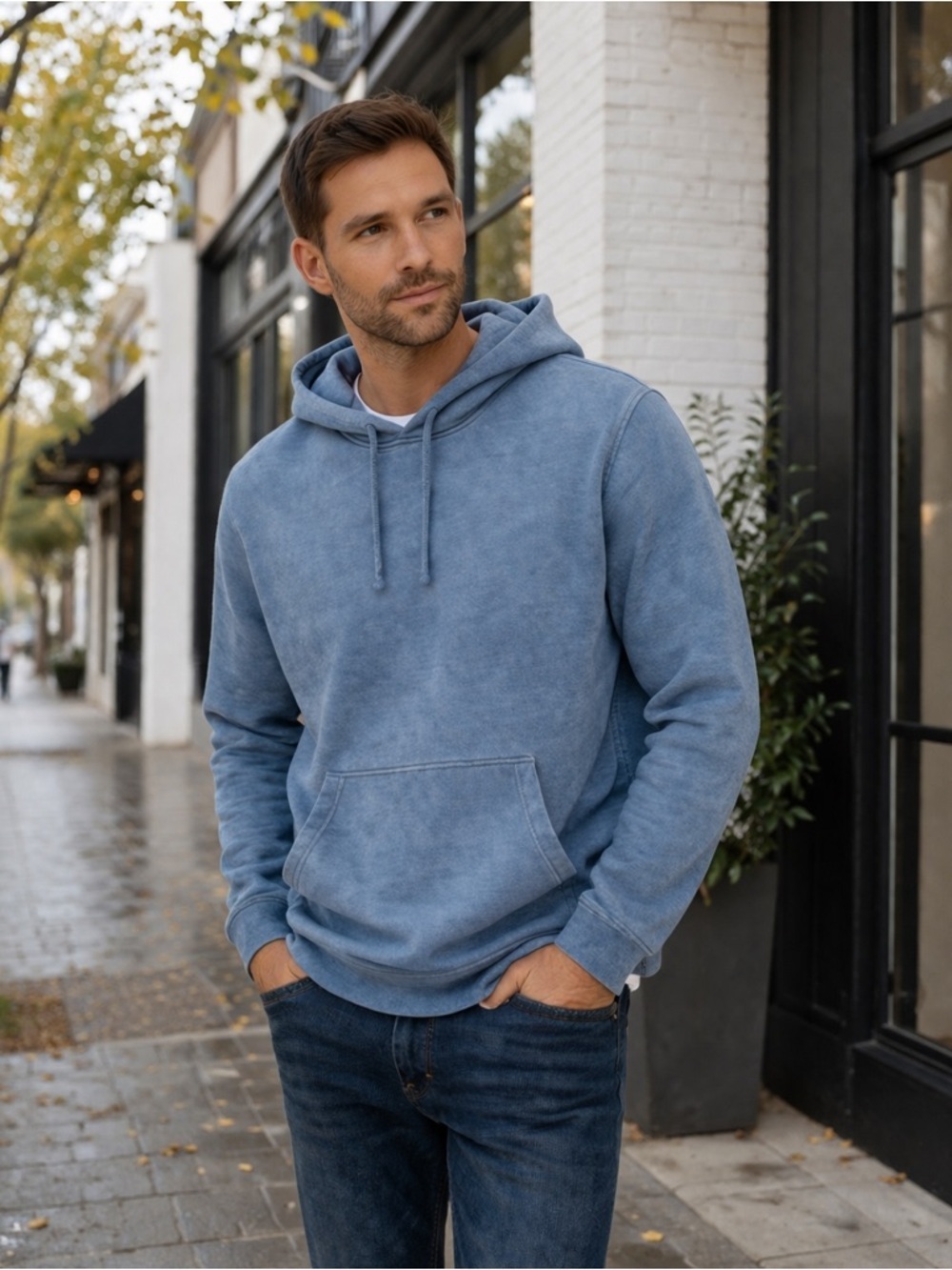 Men’s Adrianne Goldschmied Blue textured Sweatshirt Size Medium